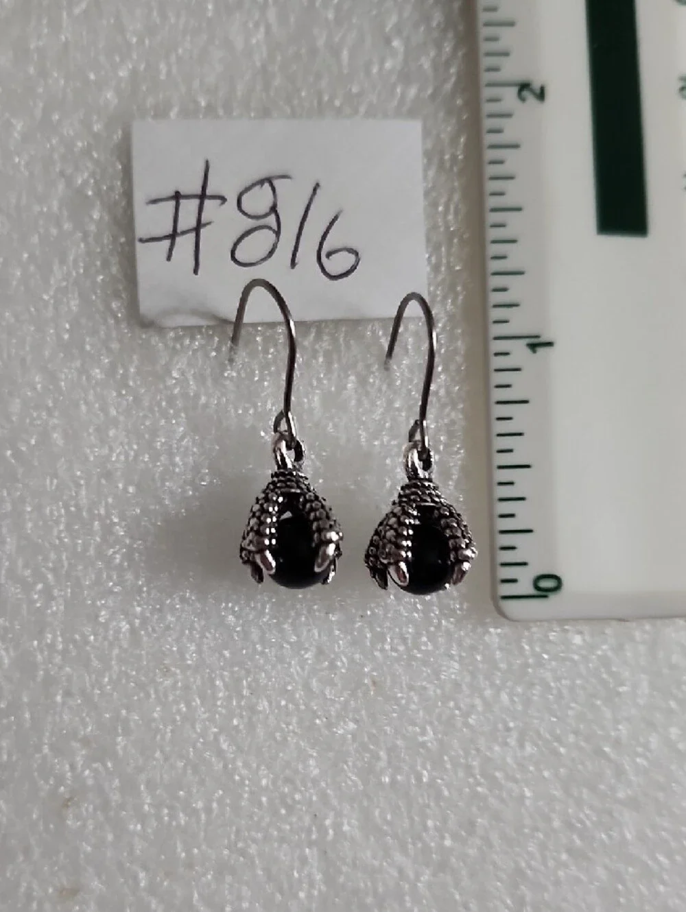 Sterling-Style Black Dragon Claw Drop Earrings